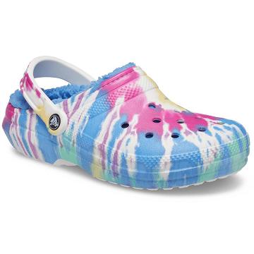 Zuecos Crocs Classic Forro Tie-Dye Hombre Azules | Mexico 0812YXFU